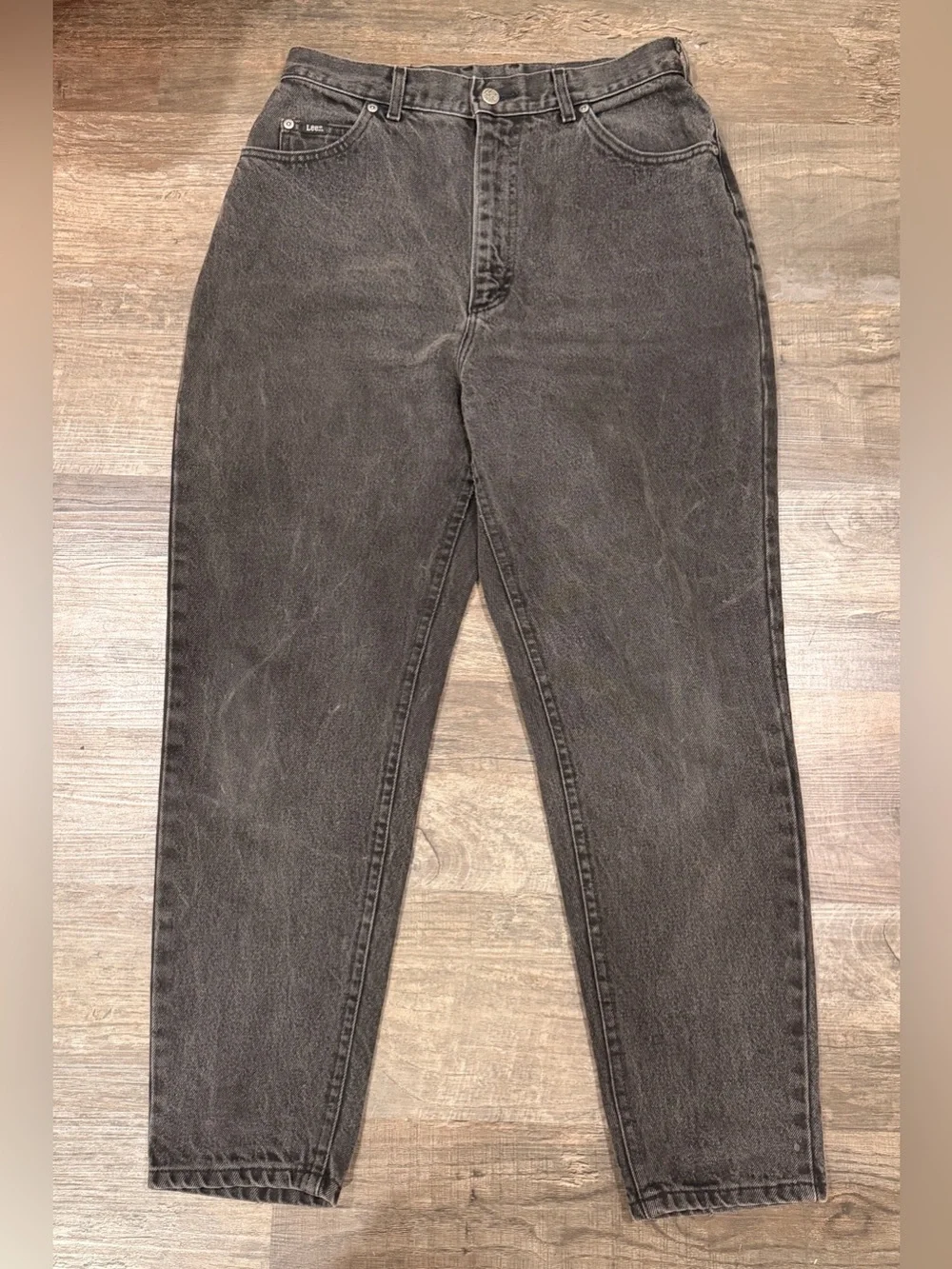 Lee Men's Washed Black Tapered Straight Jeans